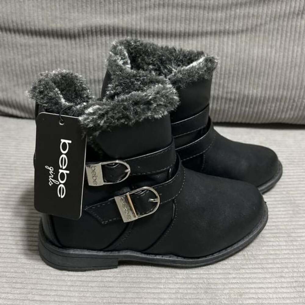Bebe Toddler Girls' Trendy Winter Boots with Metallic Medallion, Black
